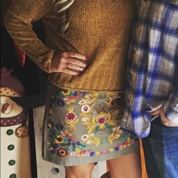 Olive green embroidered skirt from Altar’d State - Picture 2 of 2